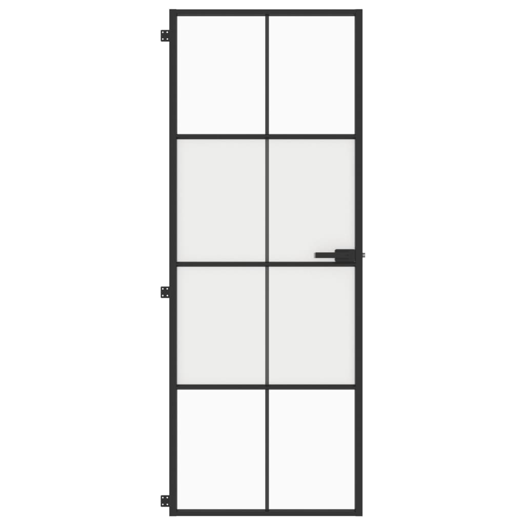 vidaXL Ușă de interior negru 76x201,5 cm sticlă securiz./aluminiu slim