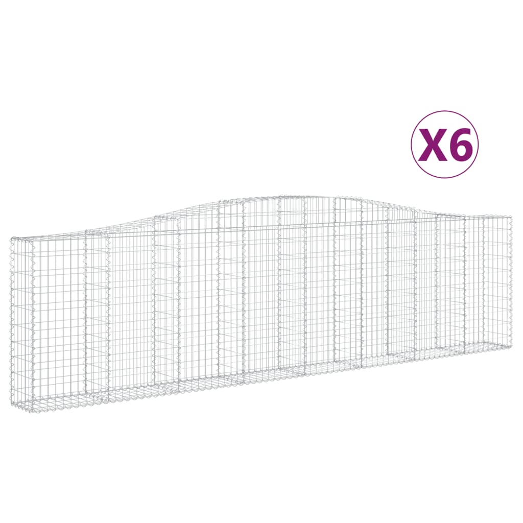 vidaXL Coșuri gabion arcuite 6 buc, 400x30x100/120 cm fier galvanizat