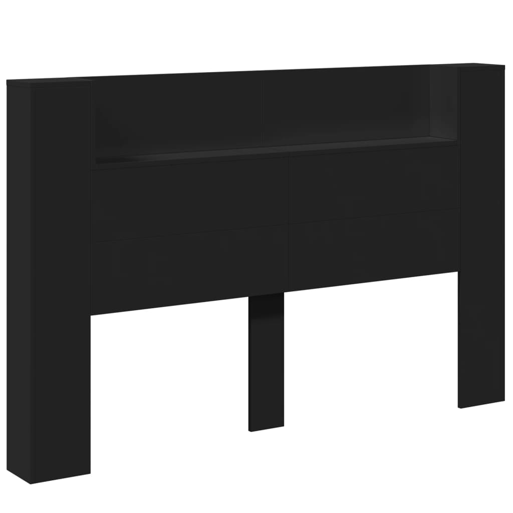 vidaXL Tăblie cu dulap și LED, negru, 160x16,5x103,5 cm