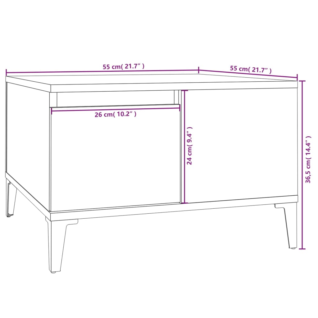 vidaXL Măsuță de cafea, gri beton, 55x55x36,5 cm, lemn prelucrat