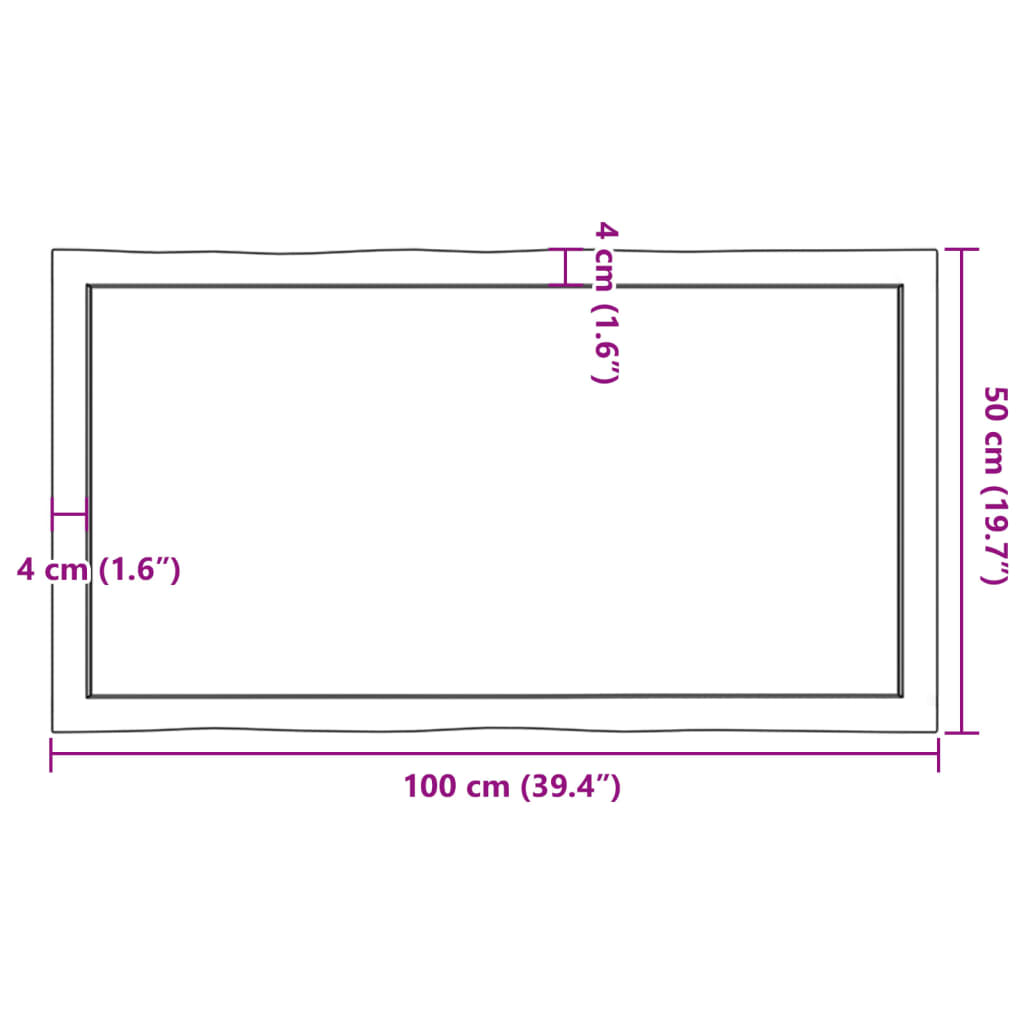 vidaXL Blat masă, 100x50x(2-4) cm, maro, lemn tratat contur organic