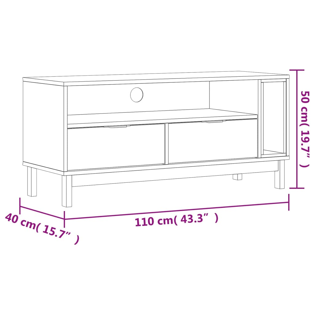 vidaXL Dulap TV „FLAM” 110x40x50 cm, lemn masiv de pin