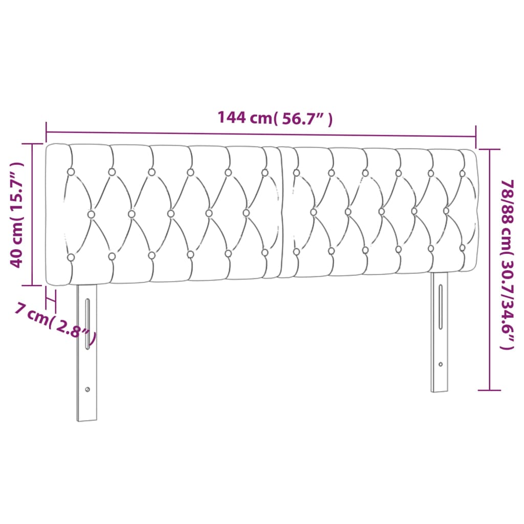 vidaXL Tăblie de pat cu LED, gri închis, 144x7x78/88 cm, textil