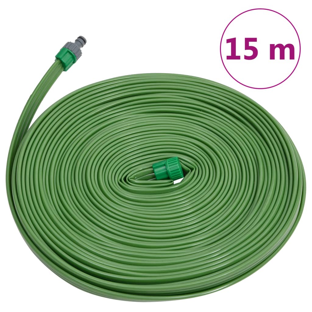 vidaXL Furtun pentru stropit cu 3 tuburi, verde, 15 m, PVC