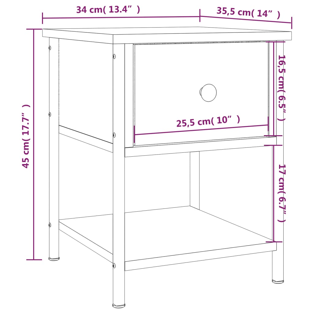 vidaXL Noptiere, 2 buc., stejar maro, 34x35,5x45 cm, lemn compozit