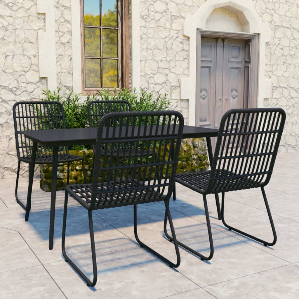 vidaXL Set mobilier de exterior, 5 piese, poliratan și sticlă