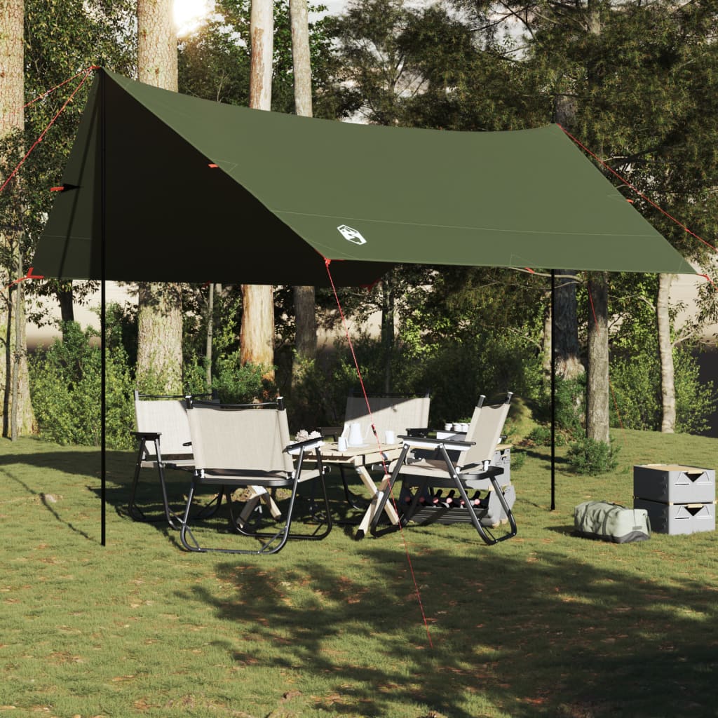 vidaXL Prelată de camping verde măsliniu, 438x376x212 cm, impermeabilă