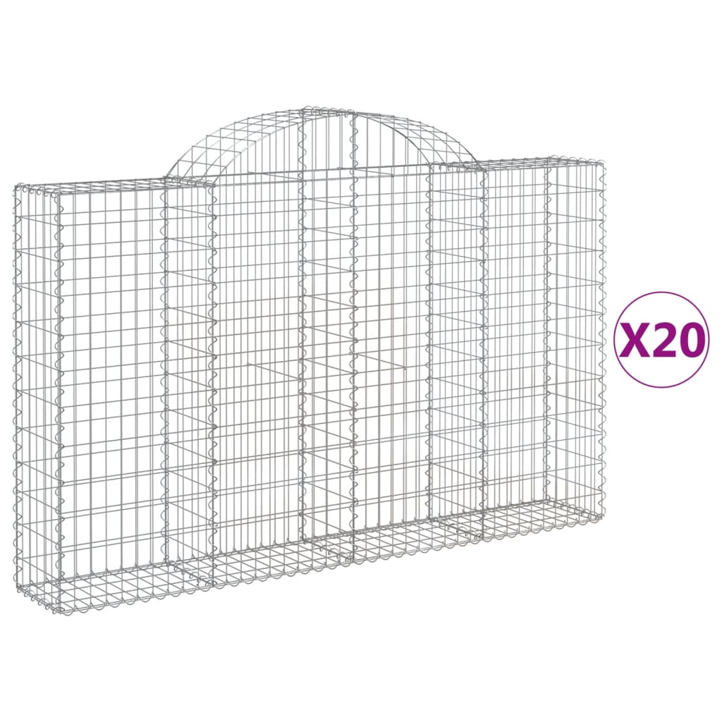 vidaXL Coșuri gabion arcuite 20 buc, 200x30x120/140cm, fier galvanizat