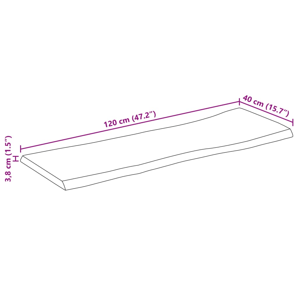 vidaXL Blat masă cu margini, 120x40x3,8 cm, lemn masiv mango