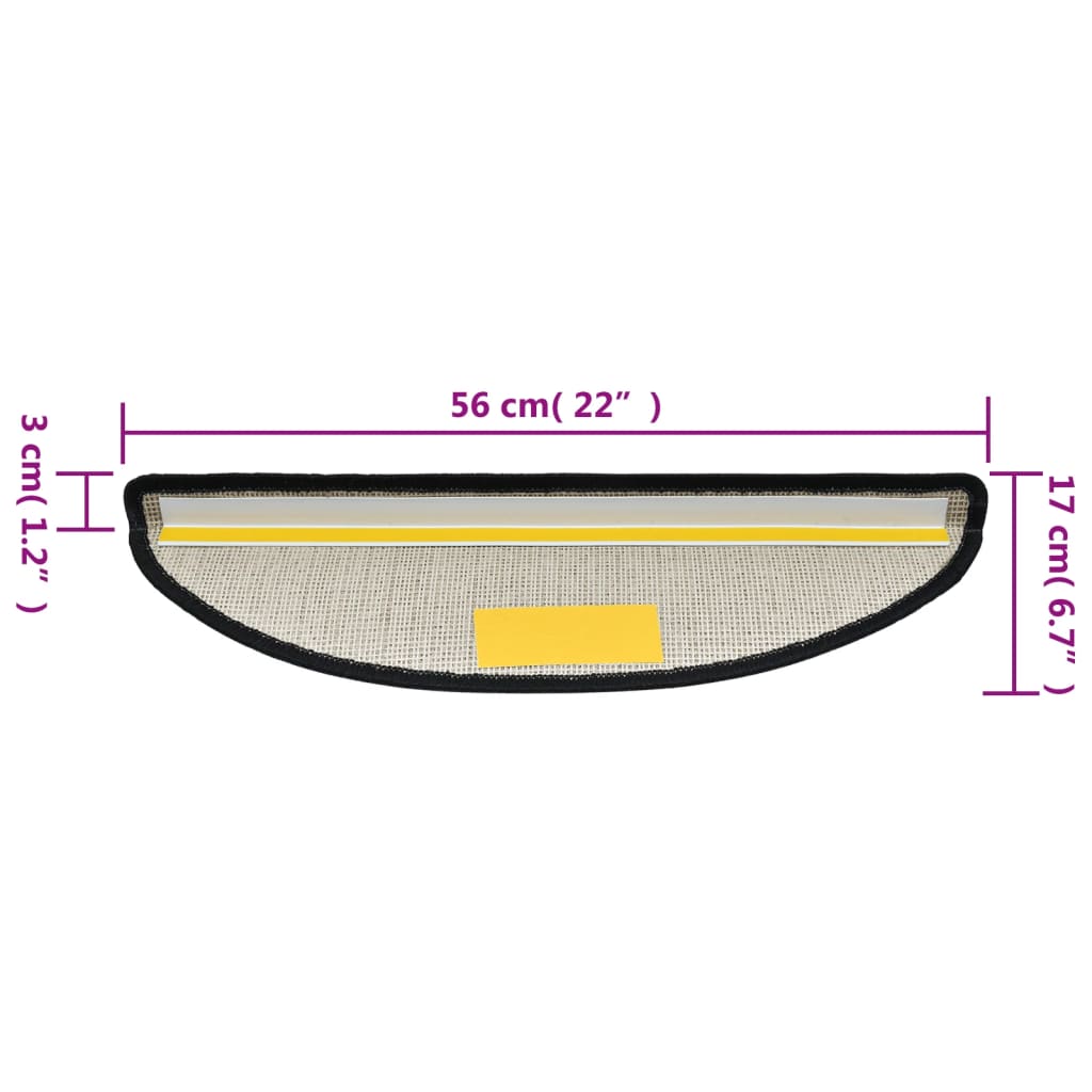 vidaXL Covorașe pentru trepte scară, 15 buc., antracit, 56x17x3 cm