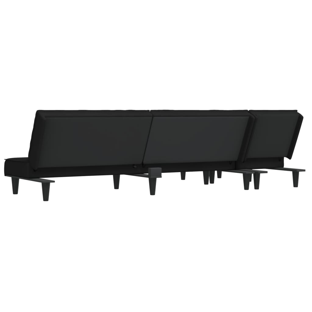 vidaXL Canapea extensibilă în formă de L negru 255x140x70 cm catifea