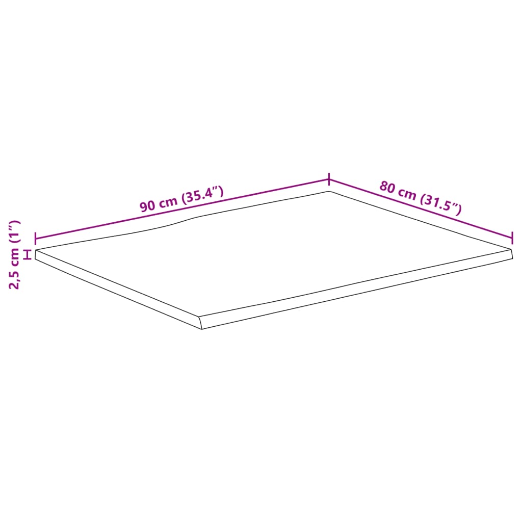 vidaXL Blat de masă contur organic 90x80x2,5 cm lemn masiv mango brut