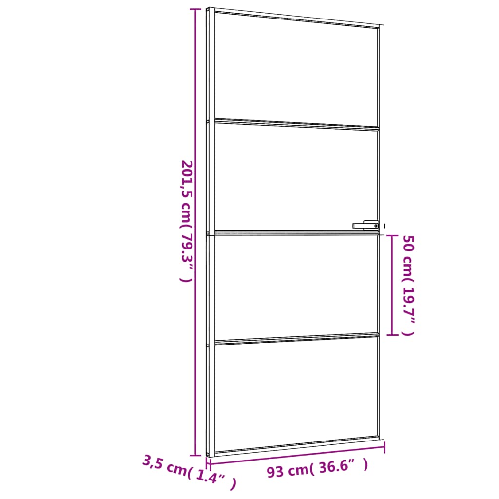 vidaXL Ușă de interior negru 93x201,5 cm sticlă securiz./aluminiu slim