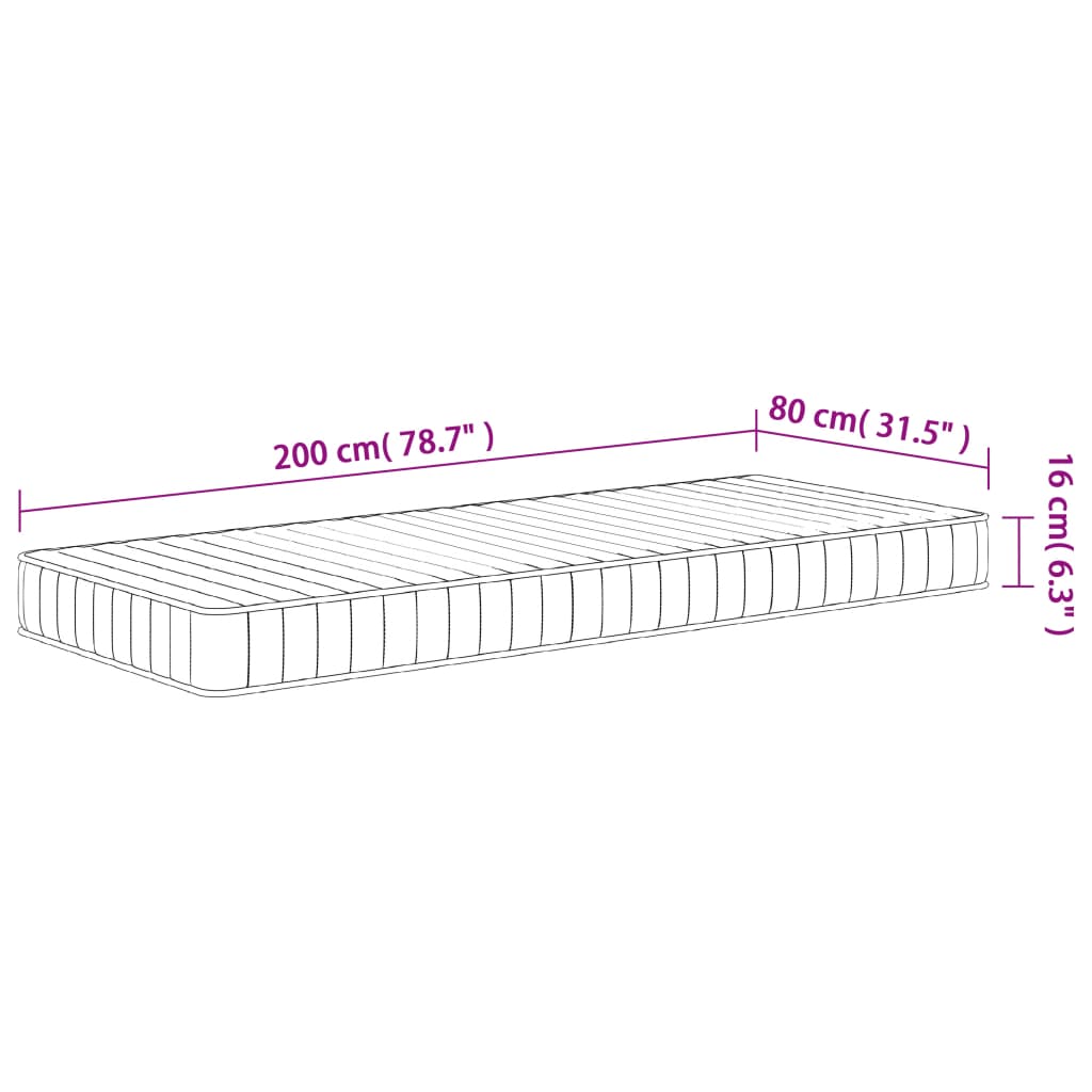 vidaXL Saltea din spumă, fermitate medie moale, 80x200 cm