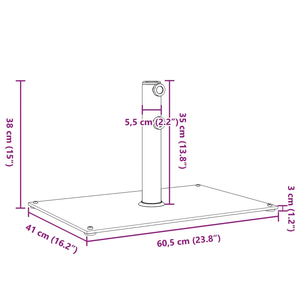 vidaXL Suport umbrelă pentru stâlpi Ø32/38/48 mm, 15 kg, dreptunghi