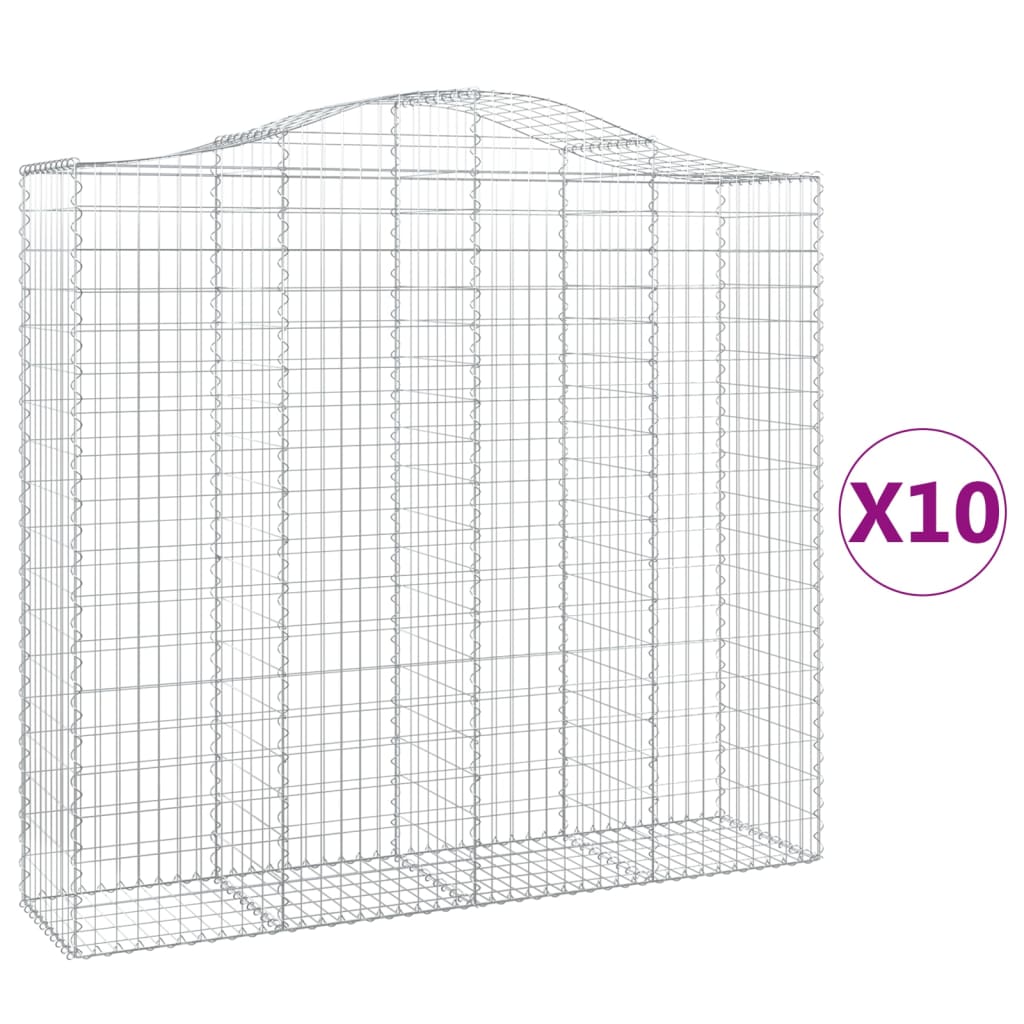 vidaXL Coșuri gabion arcuite 10 buc, 200x50x180/200cm, fier galvanizat