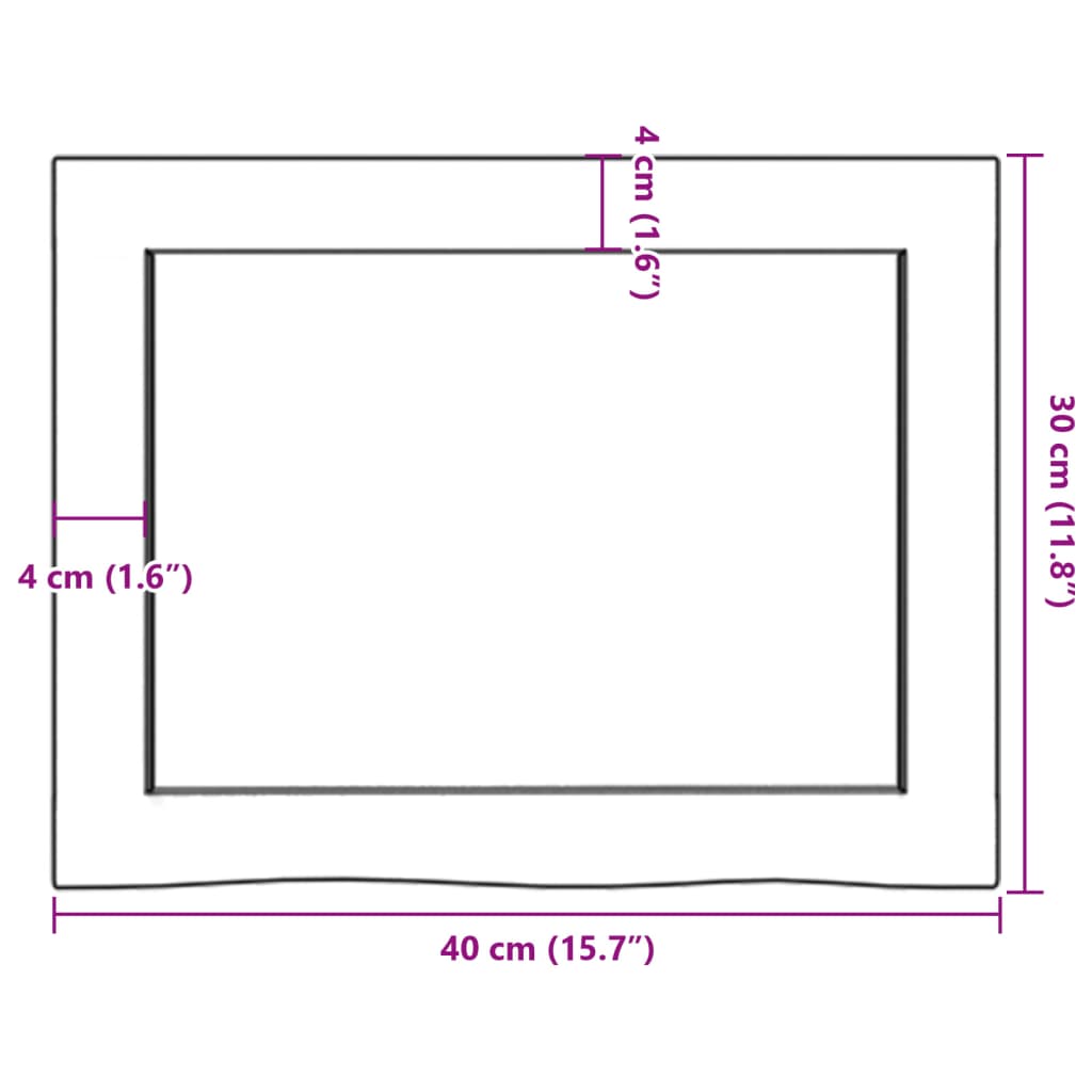 vidaXL Blat de baie, maro închis, 40x30x(2-4) cm, lemn masiv tratat