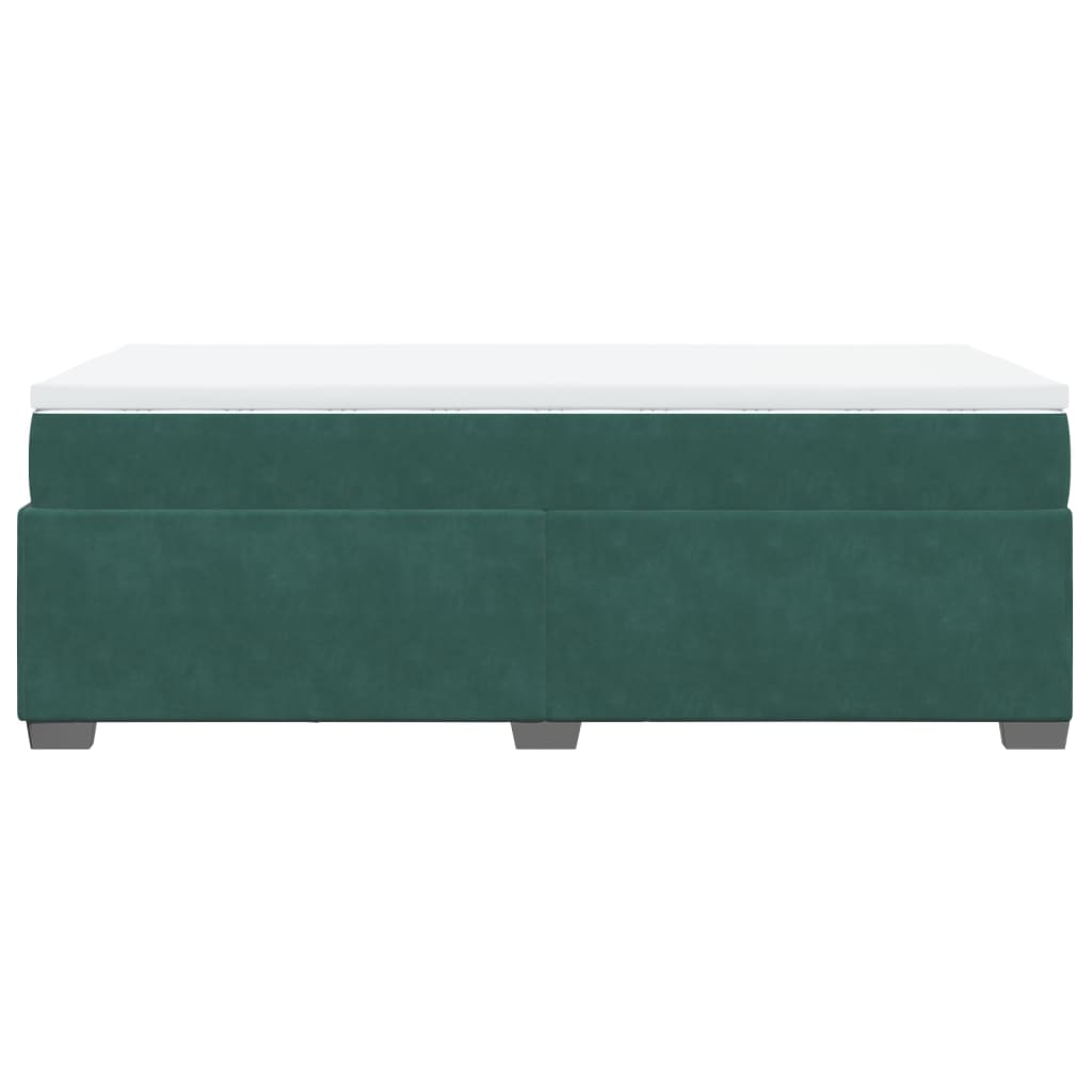 vidaXL Pat box spring cu saltea, verde închis, 90x190 cm, catifea