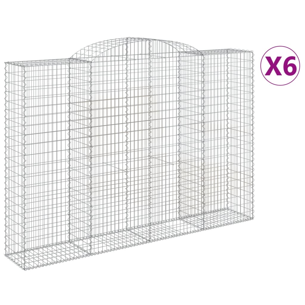 vidaXL Coșuri gabion arcuite 6 buc. 300x50x200/220 cm, fier galvanizat