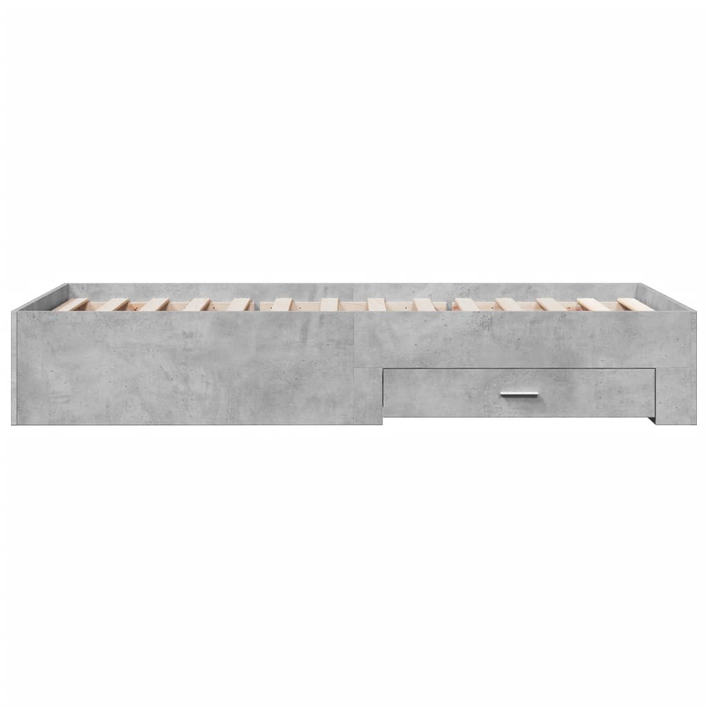 vidaXL Cadru de pat cu sertare, gri beton, 180x200 cm, lemn prelucrat