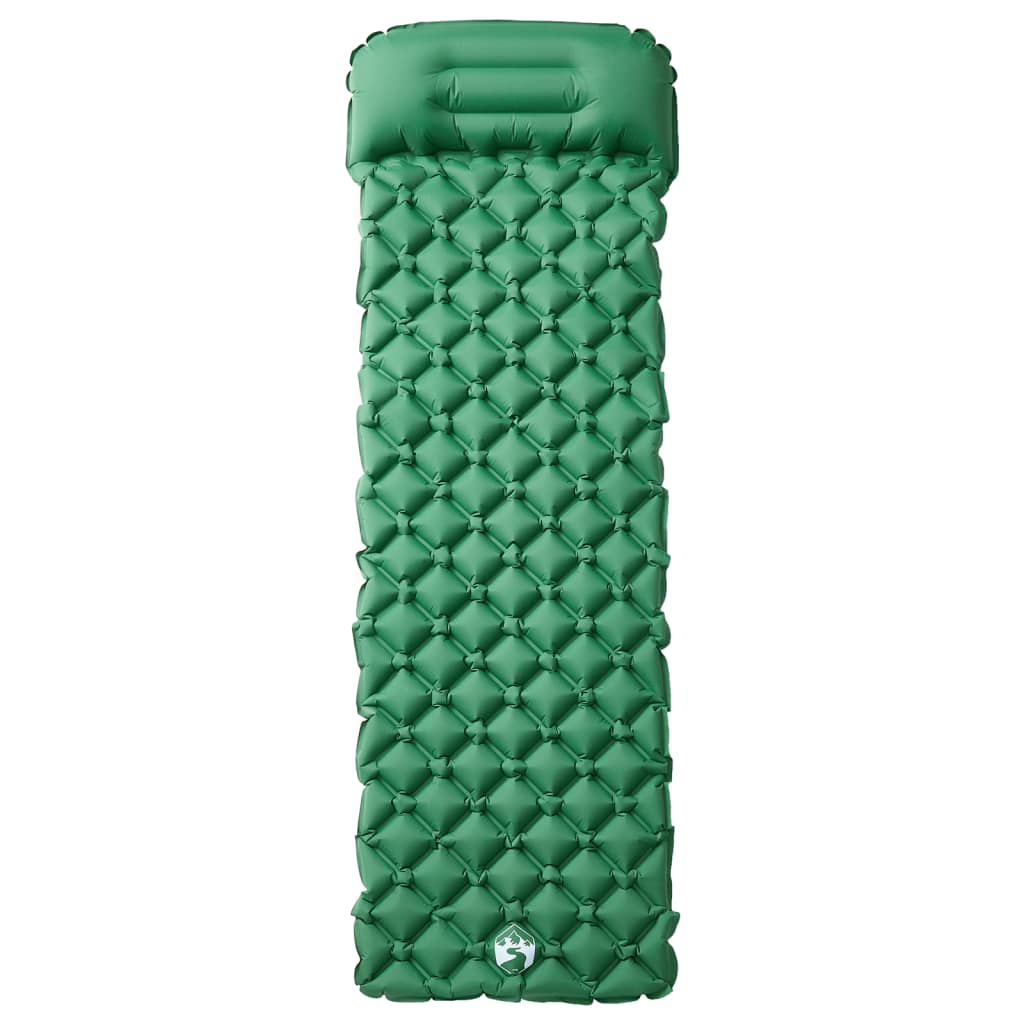 vidaXL Saltea de camping gonflabilă, cu pernă, 1 persoană, verde