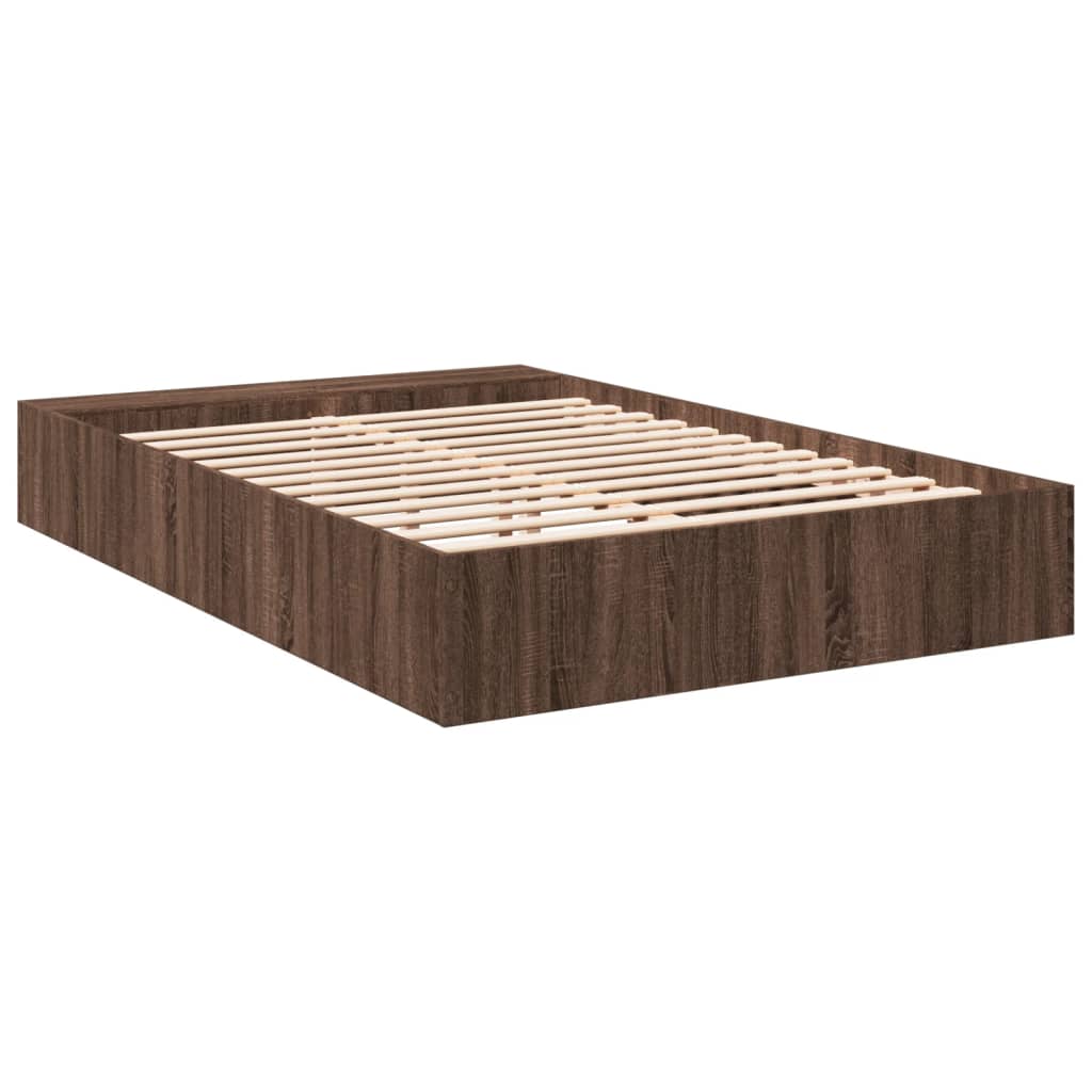 vidaXL Cadru de pat, stejar maro, 140x200 cm, lemn prelucrat