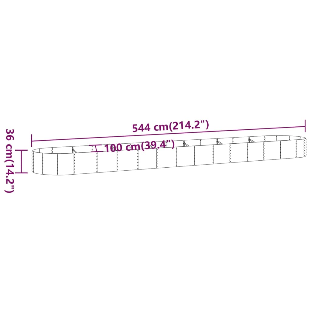 vidaXL Strat înălțat grădină 544x100x36 cm oțel vopsit electrostatic