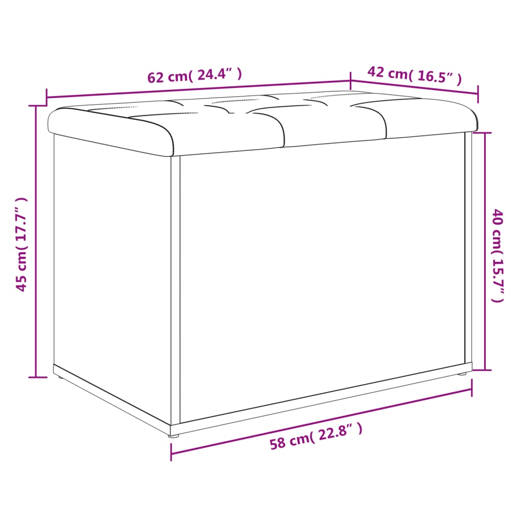 vidaXL Bancă de depozitare, gri beton, 62x42x45 cm, lemn prelucrat