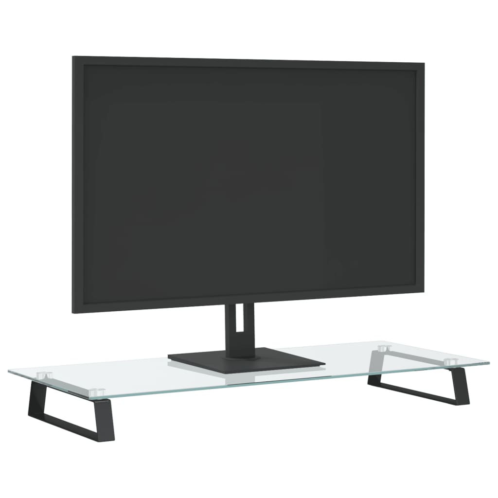 vidaXL Suport de monitor, negru, 80x35x8 cm, sticlă securizată/ metal