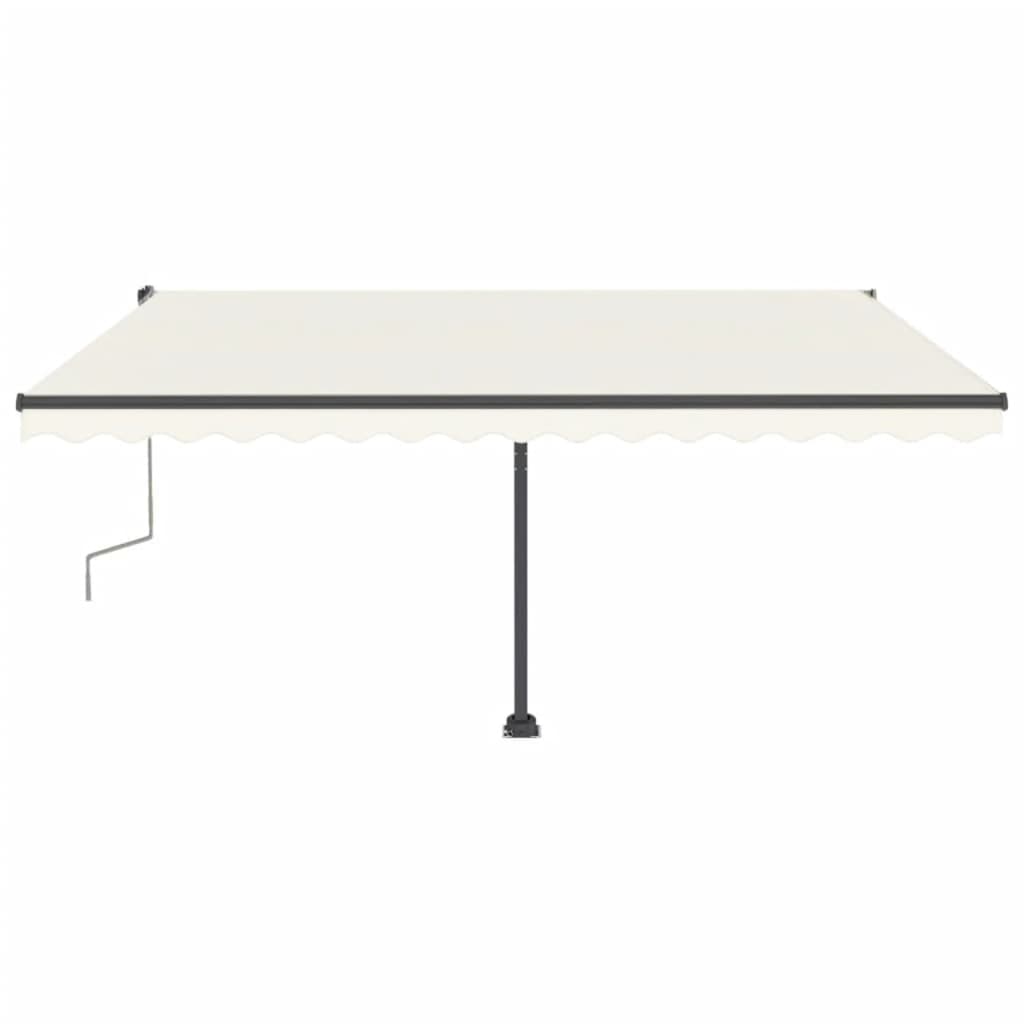 vidaXL Copertină autonomă retractabilă manual, crem, 400x300 cm