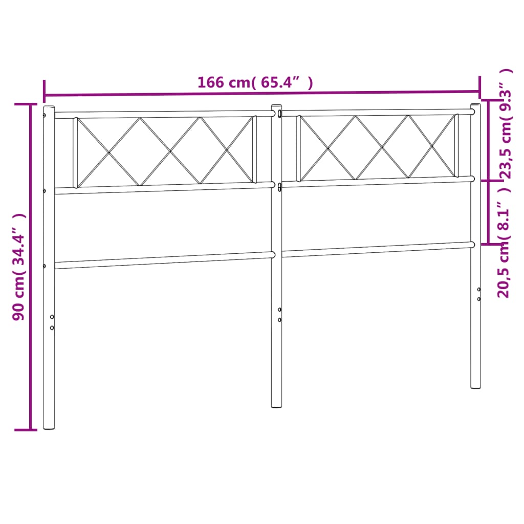 vidaXL Tăblie de pat metalică, negru, 160 cm