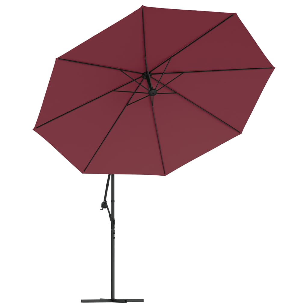 vidaXL Umbrelă în consolă cu lumini LED, roșu bordo, 350 cm