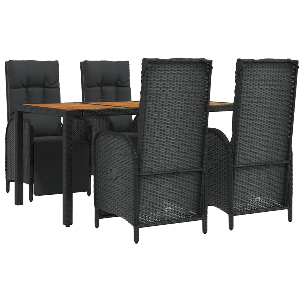 vidaXL Set mobilier de grădină cu perne, 5 piese, negru, poliratan