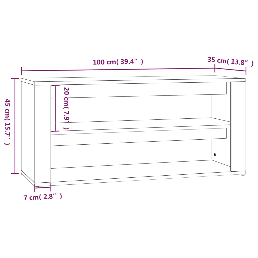 vidaXL Pantofar, stejar maro, 100x35x45 cm, lemn compozit