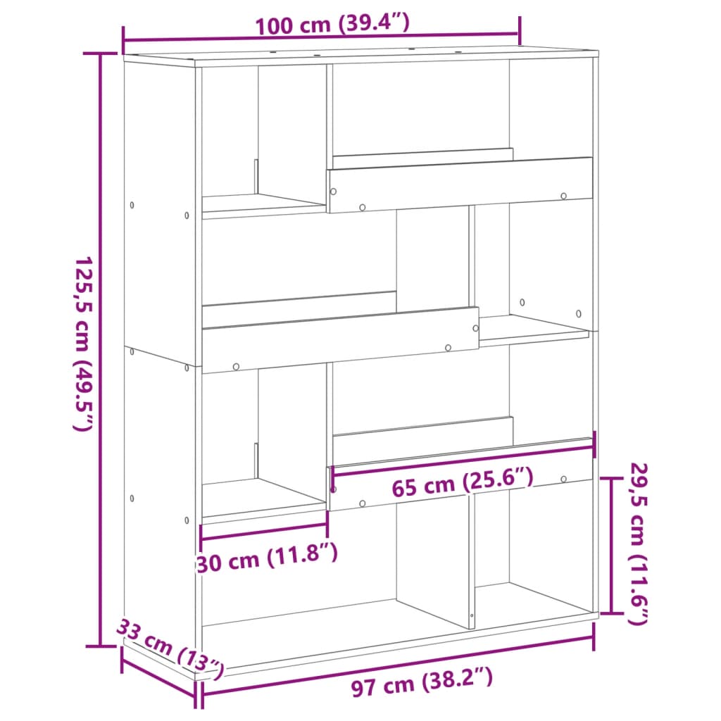 vidaXL Separator de cameră, alb, 100x33x125,5 cm, lemn prelucrat