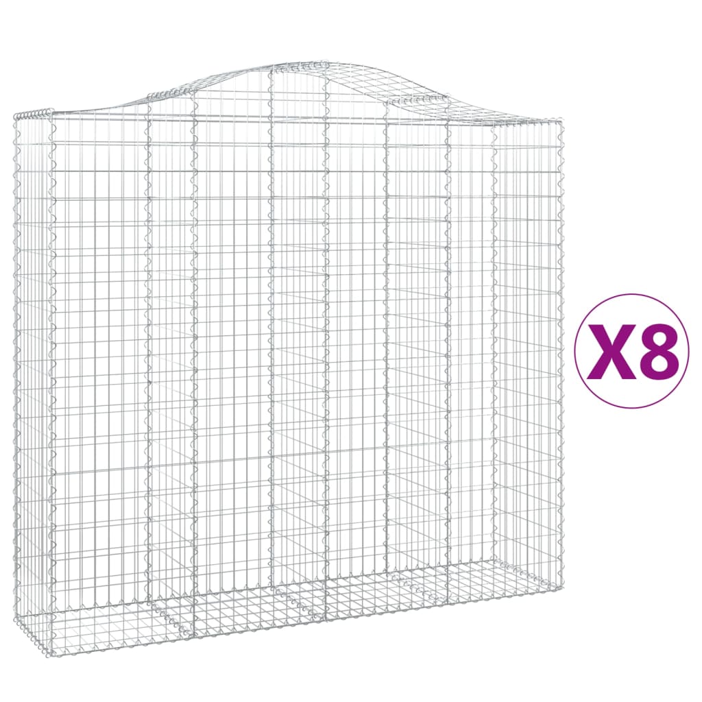 vidaXL Coșuri gabion arcuite 8 buc, 200x50x180/200 cm, fier galvanizat