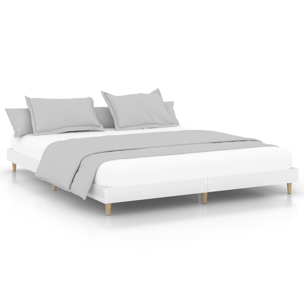 vidaXL Cadru de pat, alb extralucios, 120x200 cm, lemn prelucrat