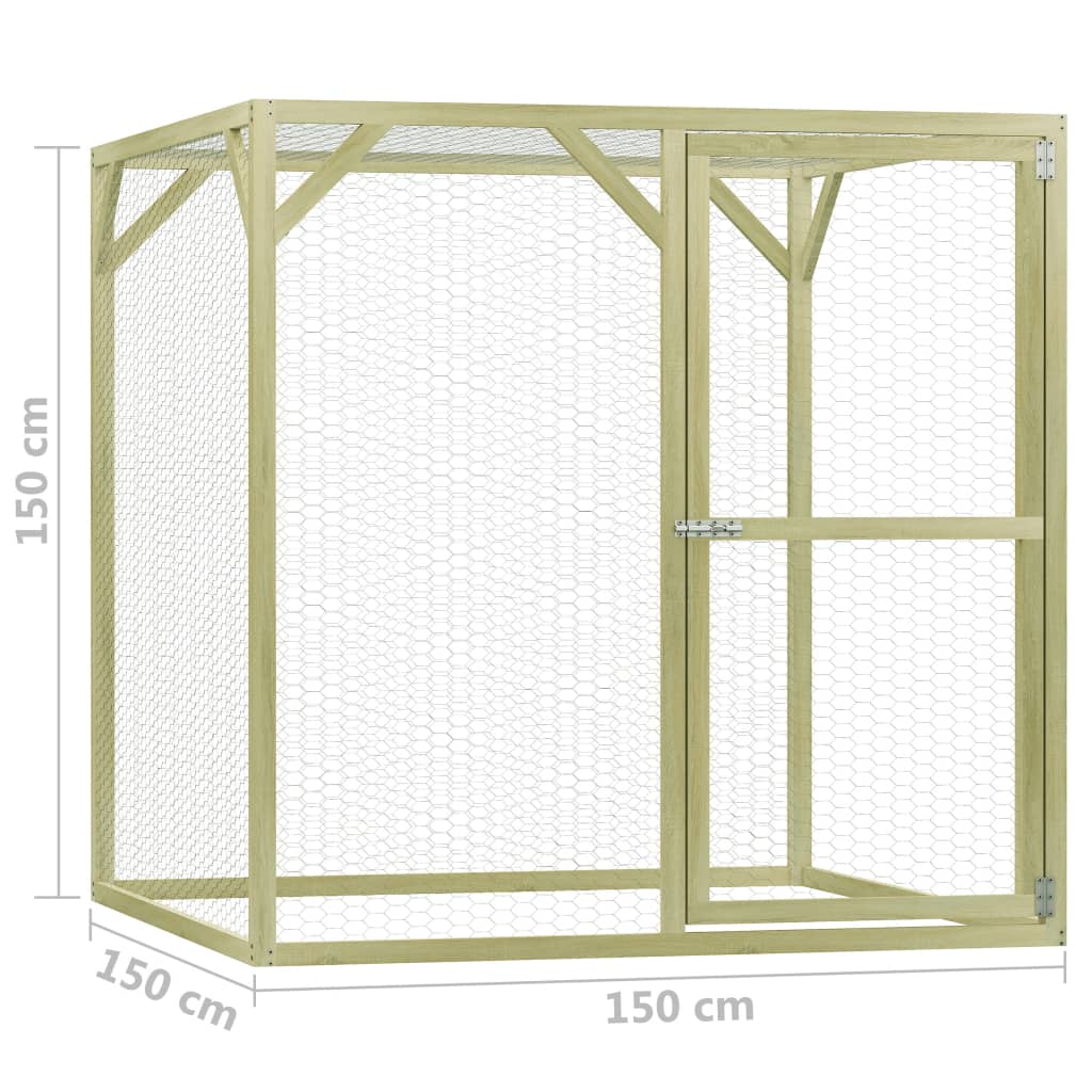 vidaXL Coteț pentru păsări, 1,5 x 1,5 x 1,5 m, lemn de pin tratat