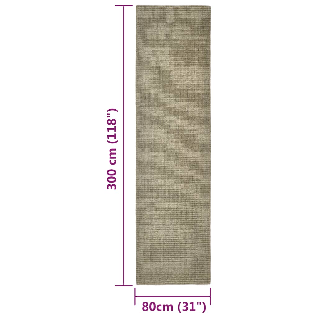 vidaXL Covor din sisal pentru stâlp de zgâriat, gri taupe, 80x300 cm