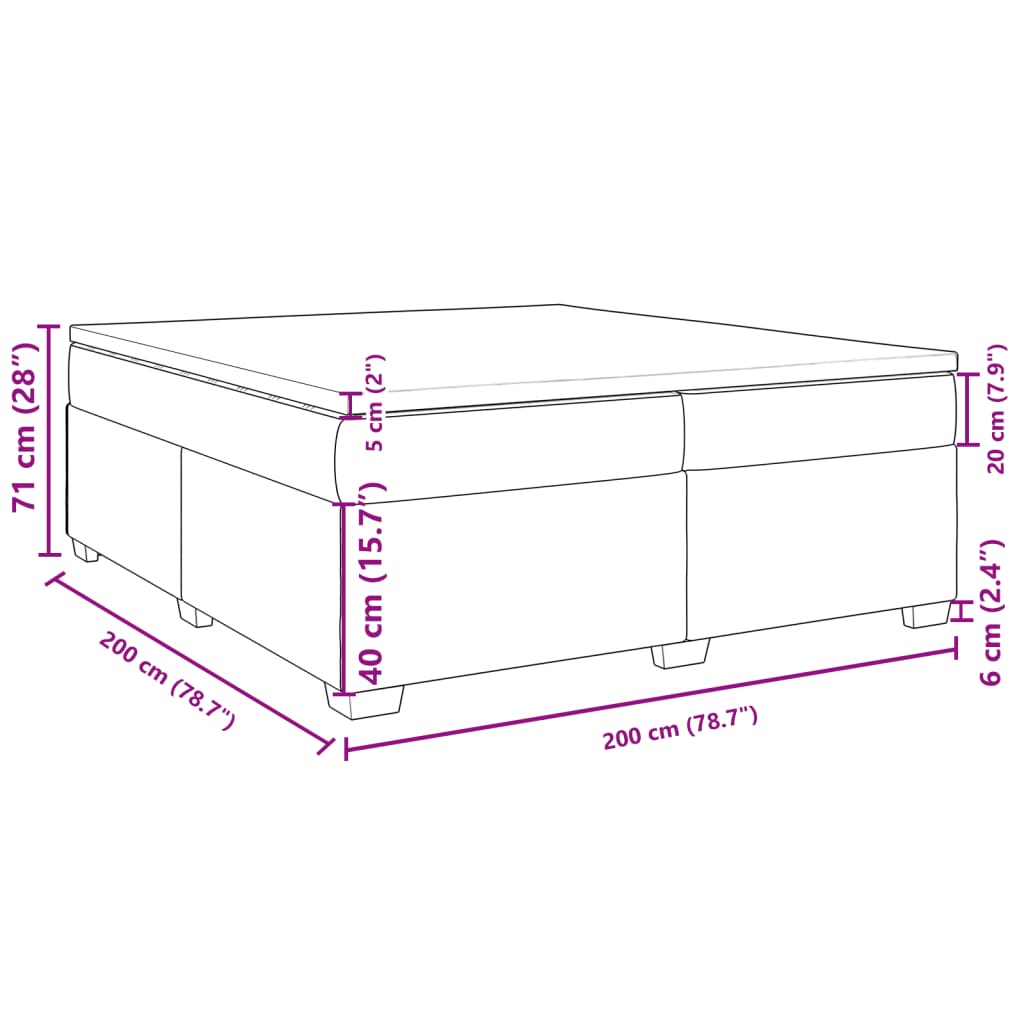 vidaXL Pat box spring cu saltea, verde închis, 200x200 cm, catifea