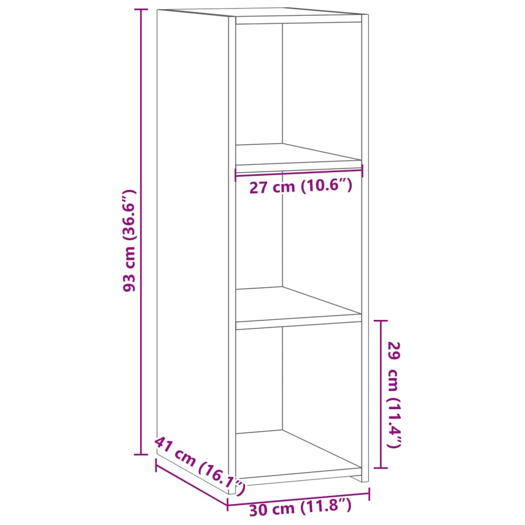 vidaXL Dulap, gri beton, 30x41x93 cm, lemn prelucrat