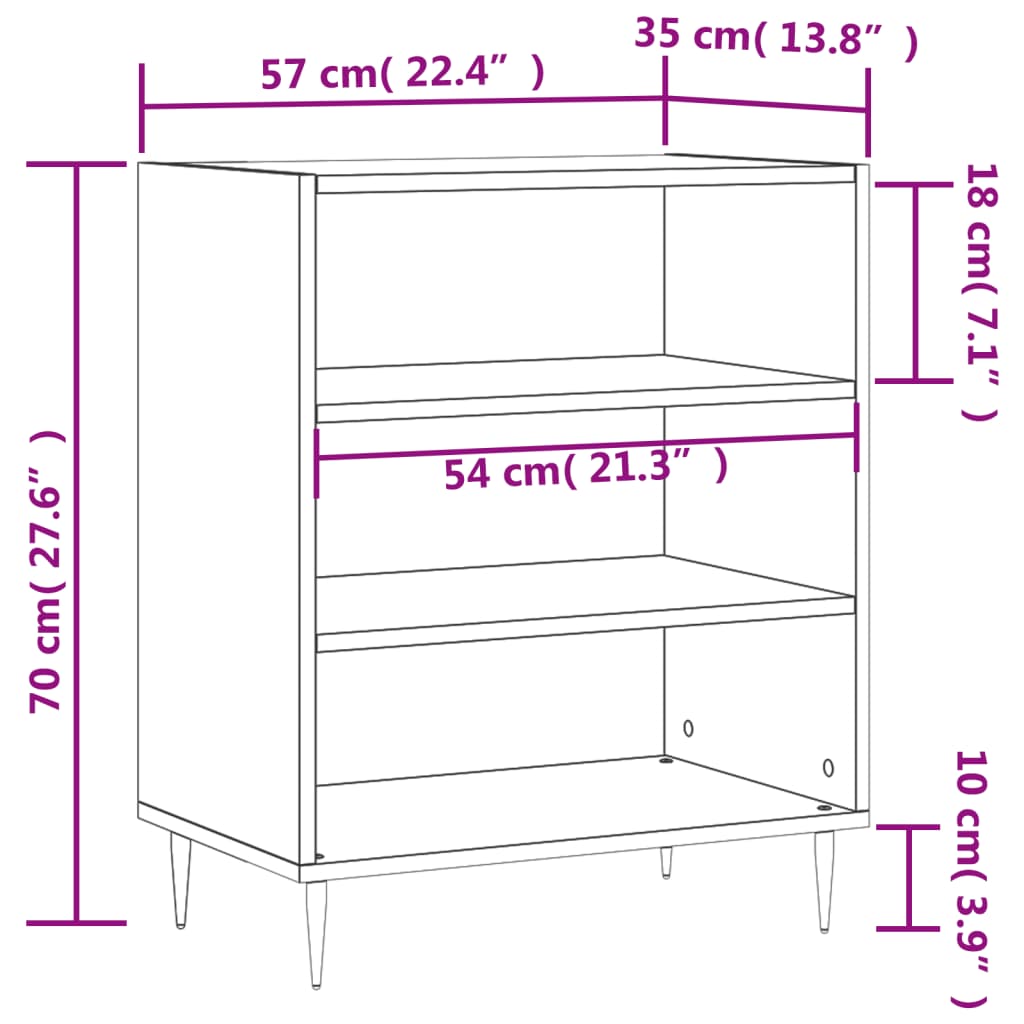 vidaXL Servantă, gri beton, 57x35x70 cm, lemn compozit