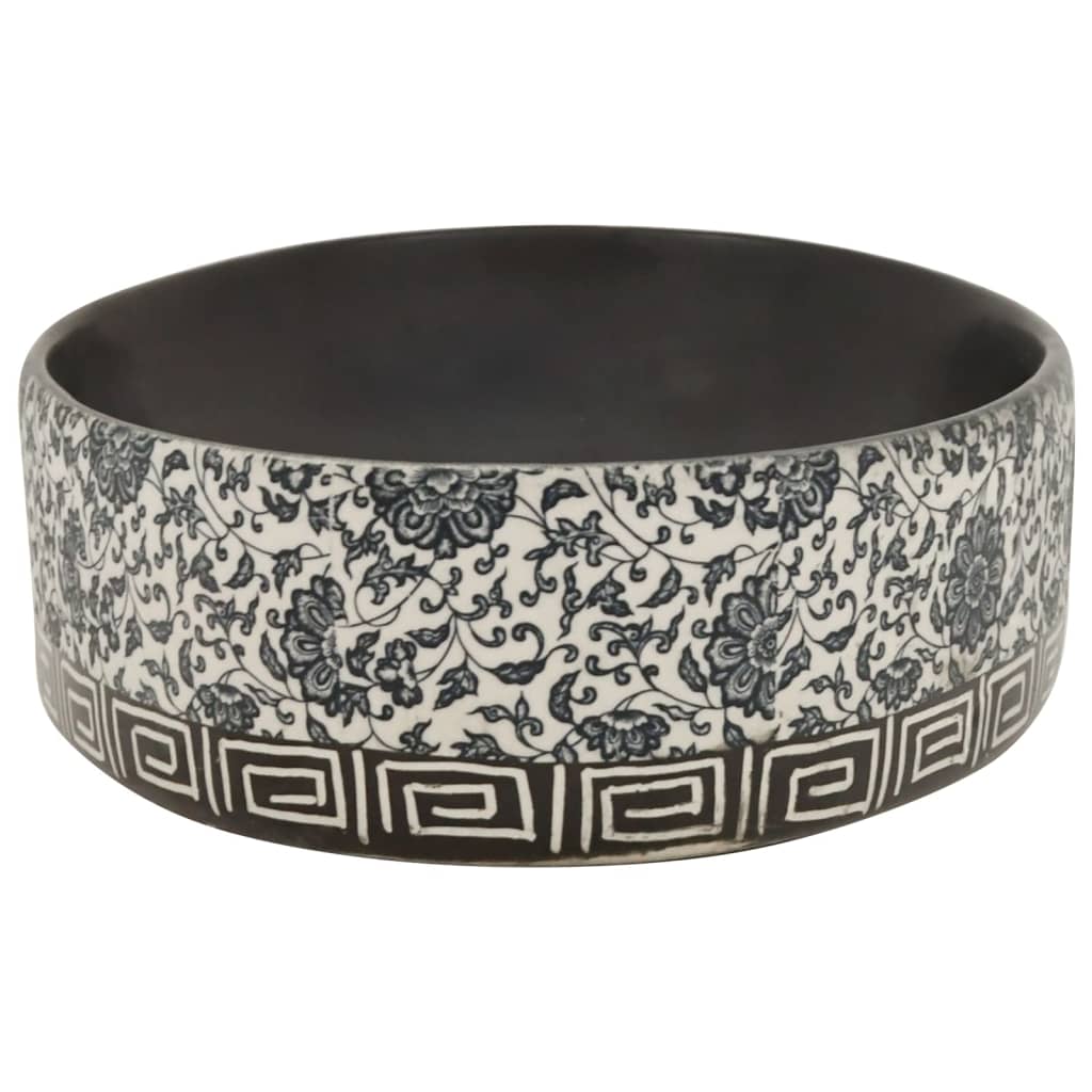 vidaXL Lavoar de blat negru și albastru 56,5x36,5x13,5cm ceramică oval