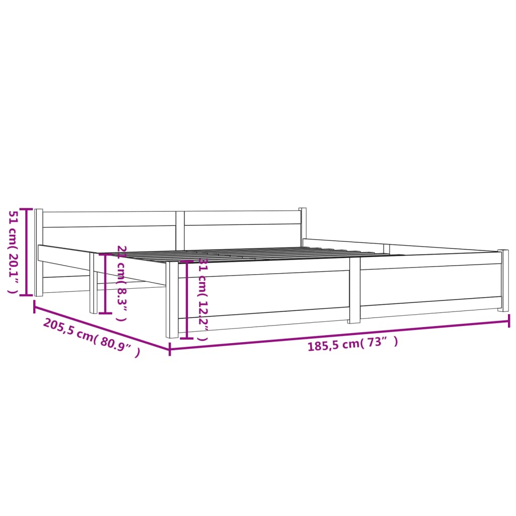 vidaXL Cadru de pat Super King, 180x200 cm, lemn masiv