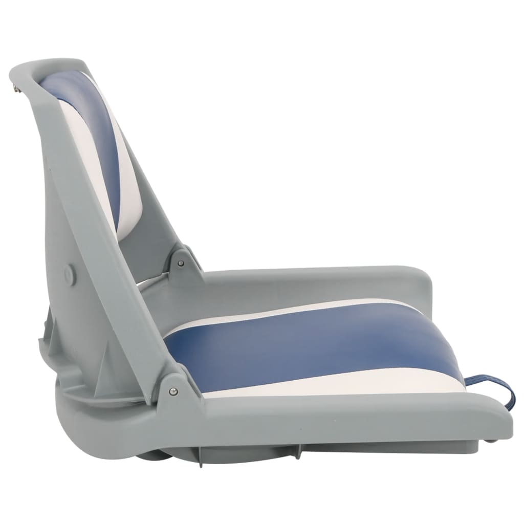 vidaXL Set scaun pliabil pentru barcă, 2 piese, cu pernă alb-albastru