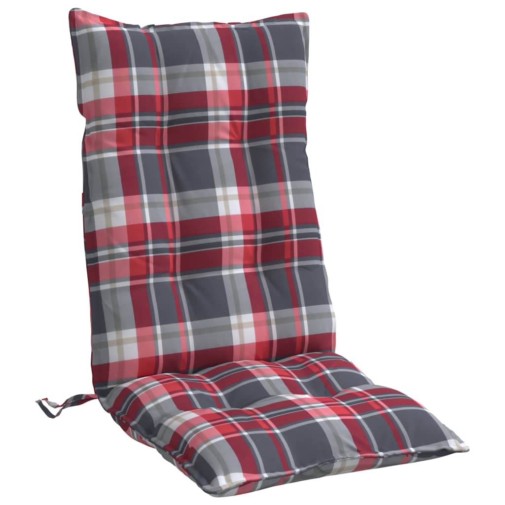 vidaXL Perne scaun cu spătar înalt, 6 buc., roșu carouri textil oxford