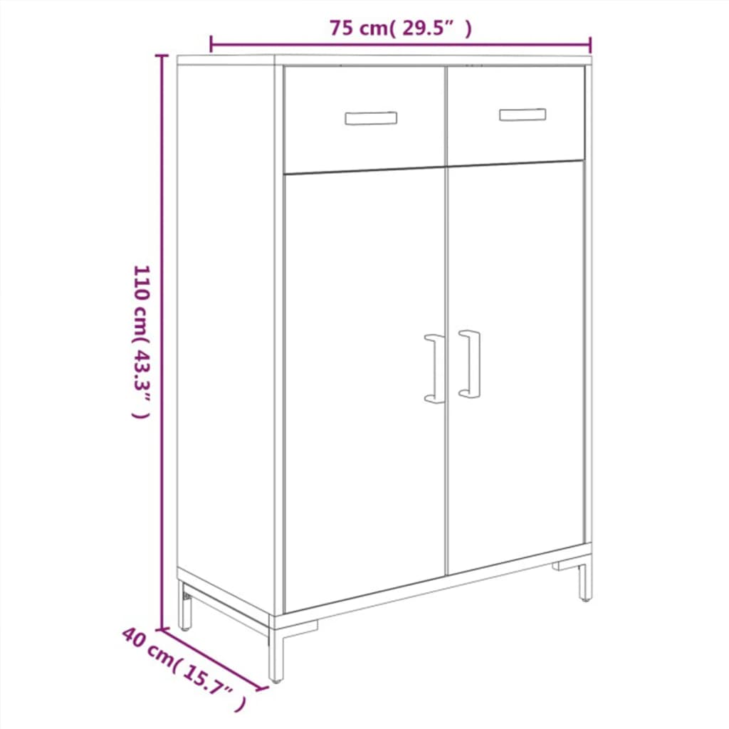 vidaXL Pantofar, negru, 75x40x110 cm, lemn masiv de pin