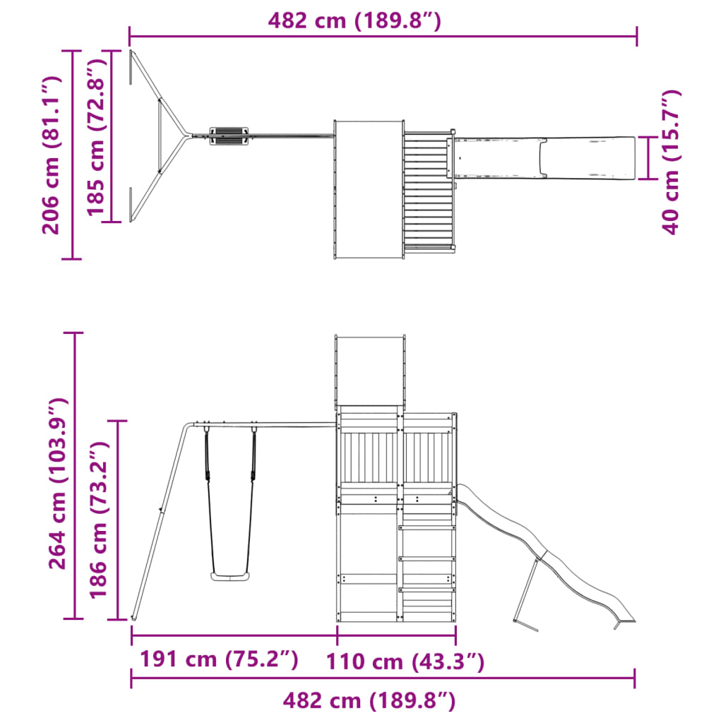 vidaXL Set de joacă pentru exterior, lemn de pin impregnat