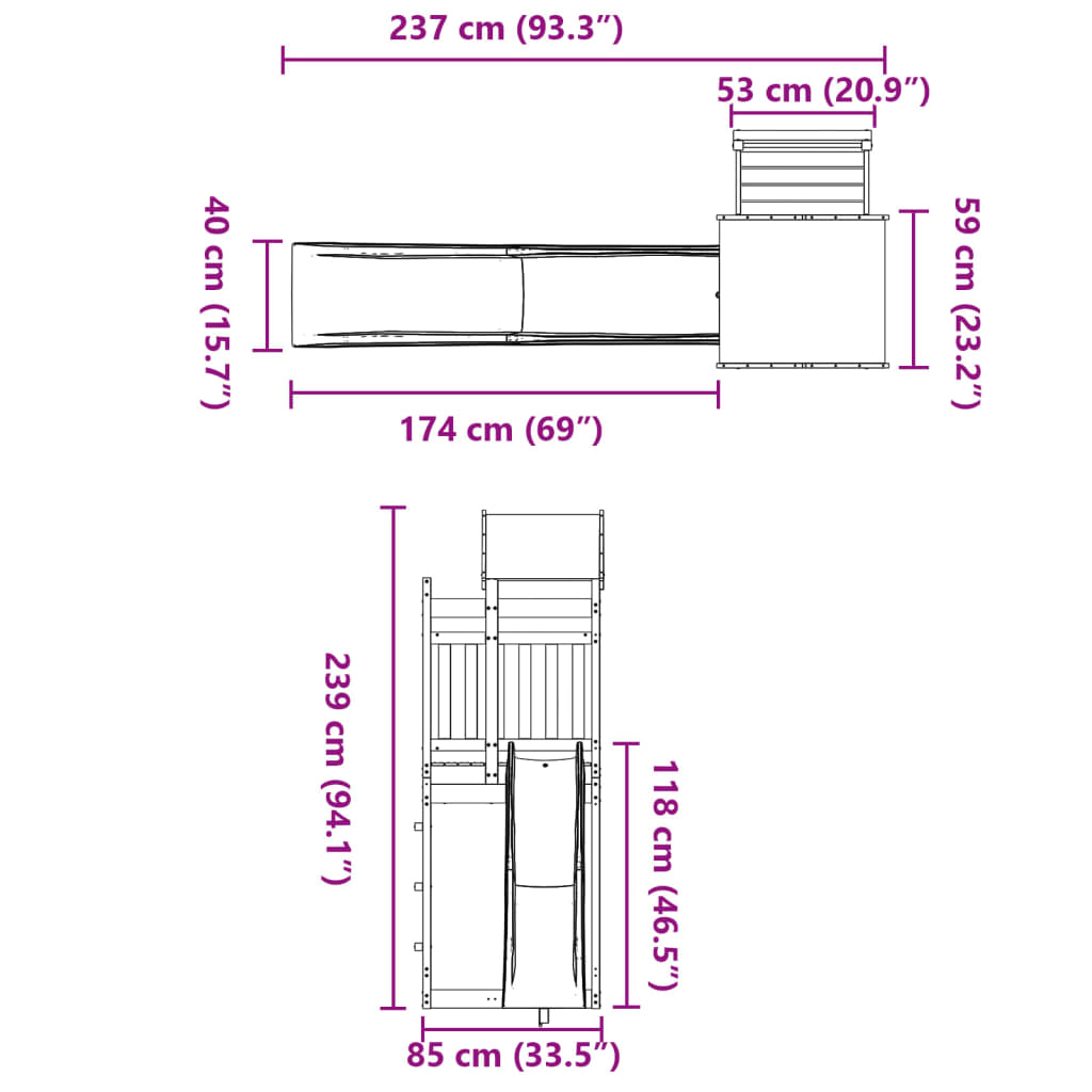 vidaXL Set de joacă pentru exterior, lemn masiv de pin