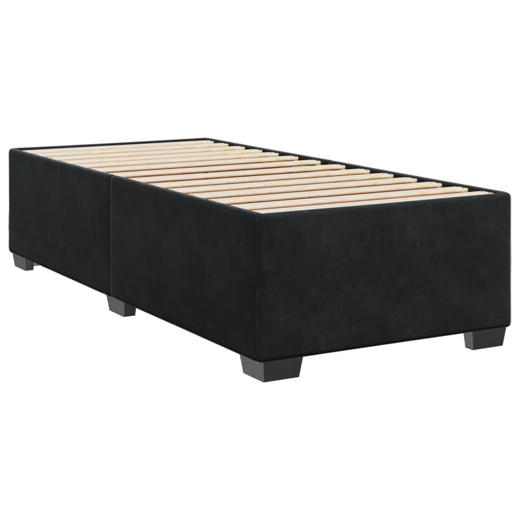 vidaXL Pat box spring cu saltea, negru, 90x190 cm, catifea